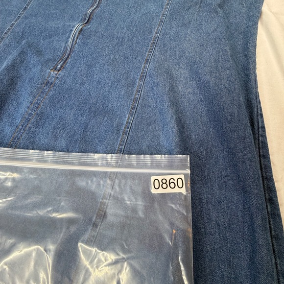 Expressions Denim Lace Up Maxi Dress 3X Blue Sleeveless V Neck Split - Picture 7 of 7